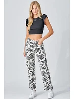 Pantalones de flores negros