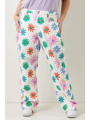 Pantalón de mezclilla elástico estampado Talla grande