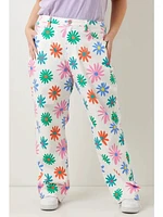 Pantalón de mezclilla elástico estampado Talla grande