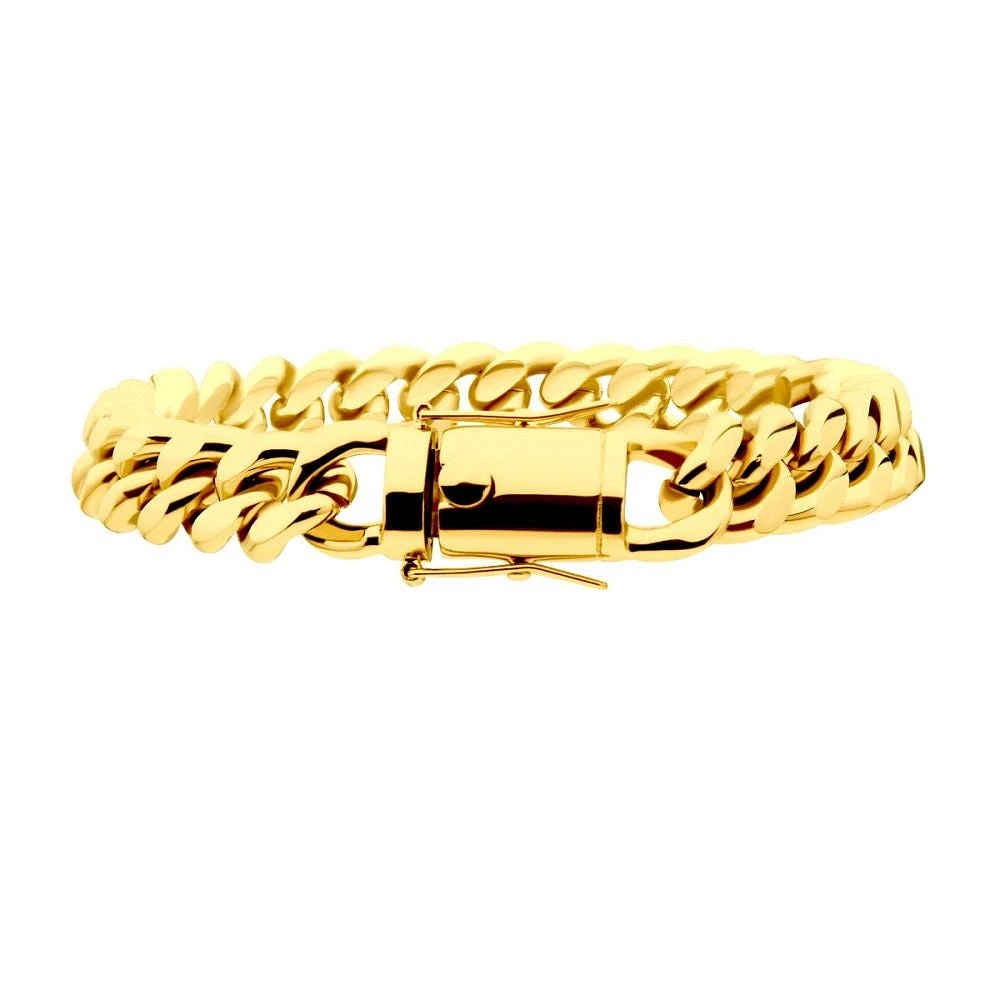 Pulsera de cadena IP de oro de 18 quilates de 10 mm y 8 "