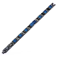 Pulsera de eslabones IP en negro mate y azul