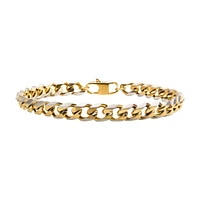 Stainless Steel Gold IP 8mm Curb Chain with Lobster Clasp Bracelet