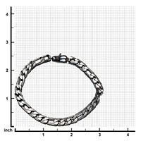 Stainless Steel Black IP Diamond Cut Figaro 6.5mm Chain Bracelets