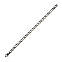 Stainless Steel Black IP Diamond Cut Figaro 6.5mm Chain Bracelets