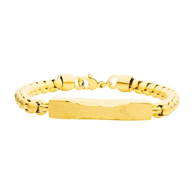 Matte Gold Plated Chiseled Engravable Chain Bracelet