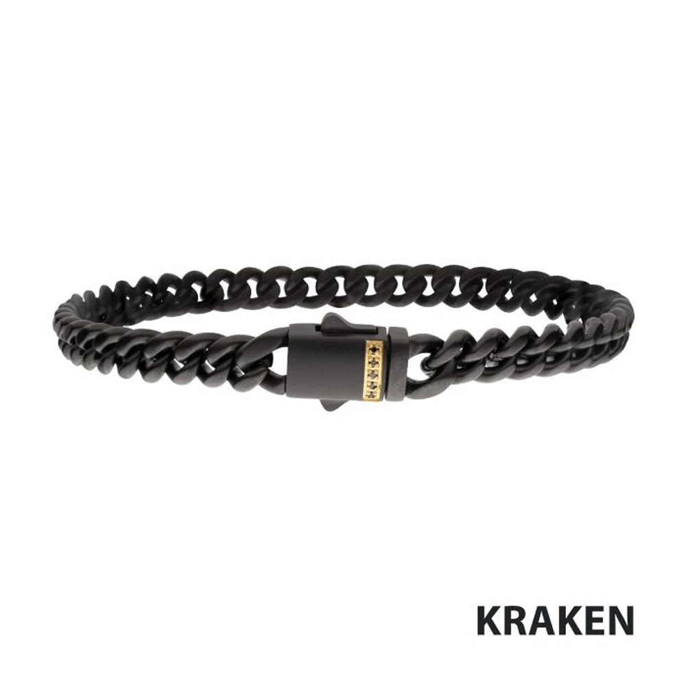 Black With Black Sapphire Gem On 18K Gold Ip Bracelet