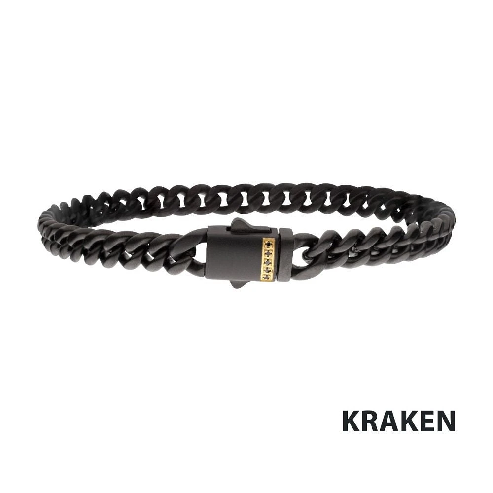 8mm Black IP Steel Matte Miami Cuban Bracelet w/ Black Sapphire