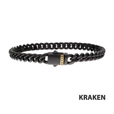 8mm Black IP Steel Matte Miami Cuban Bracelet w/ Black Sapphire