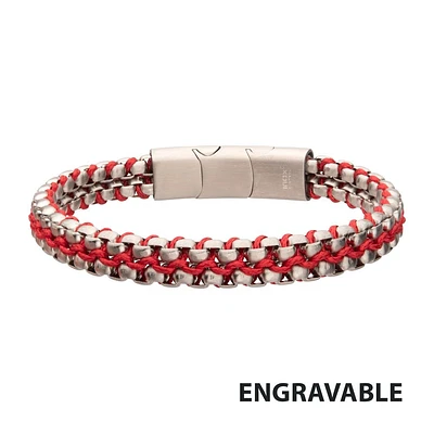 Matte Stainless Steel Box Chain & Wax Cord Bracelet