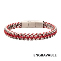 Matte Stainless Steel Box Chain & Wax Cord Bracelet