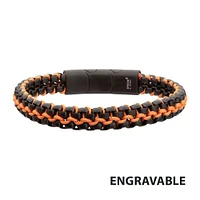 Matte IP Stainless Steel Box Chain & Wax Cord Bracelet