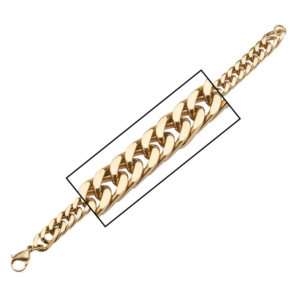 Gold IP Fancy Curb Chain Bracelet 8.5"