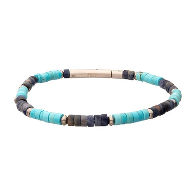 Matte Blue IP Stainless Steel Foxtail Chain & Red Wax Cord Bracelet