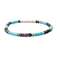 Matte Blue IP Stainless Steel Foxtail Chain & Red Wax Cord Bracelet