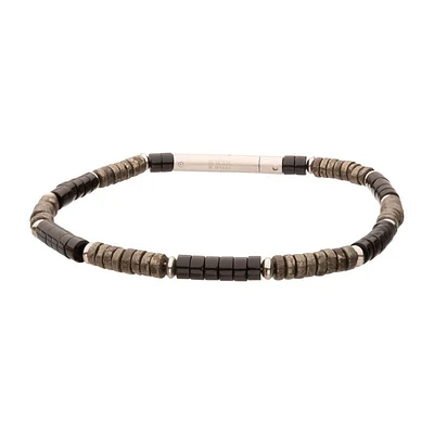 Onyx / Pyrite Heishi Bead Bracelet 7.75"