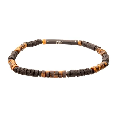 Tiger-eye / Lava Bead Bracelet 8.25"