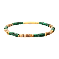 Brown Jasper / Malachite Bead Bracelet 8.25"