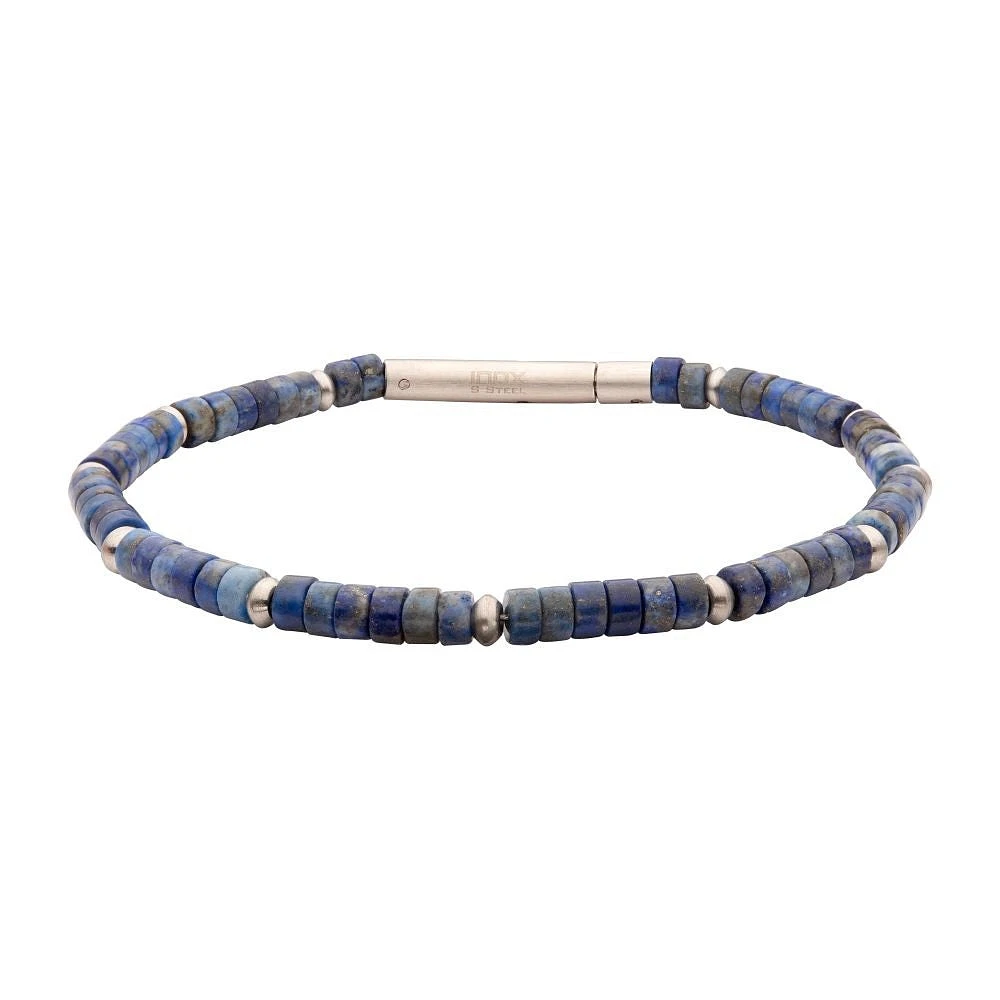 Blue Lapis Lazuli Bead Bracelet 7.75"