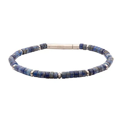 Blue Lapis Lazuli Bead Bracelet 7.75"