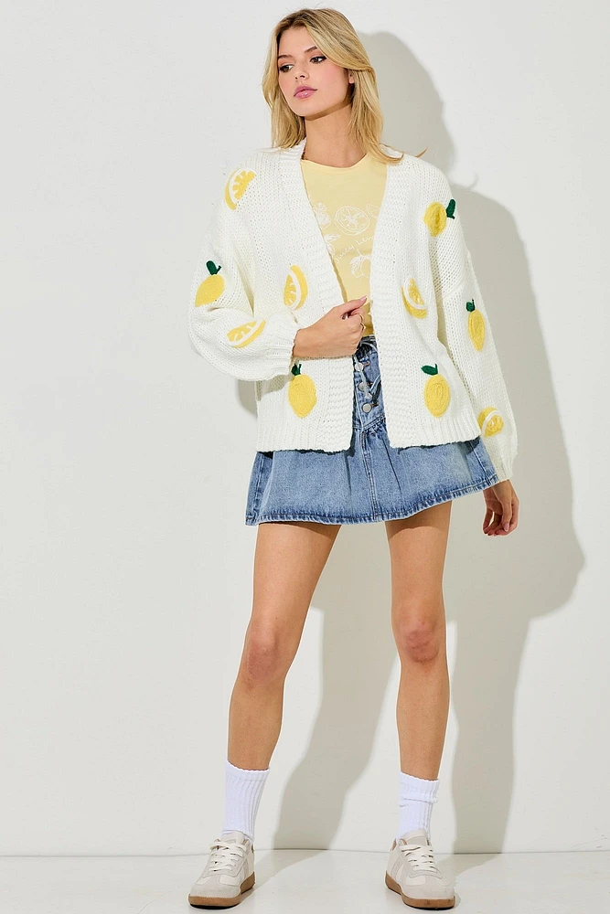 3D Lemon Sweater Cardigan Plus