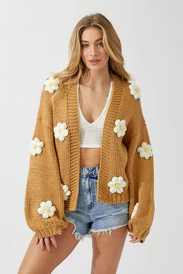 Knit Cardigan W Bubble Sleeve