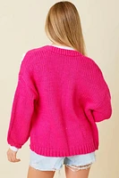 Knit Cardigan W Bubble Sleeve