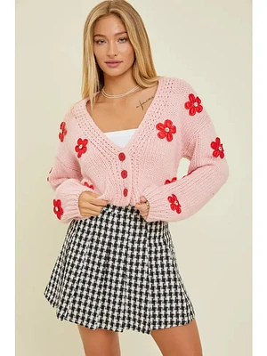 Button Up Flower Cardigan