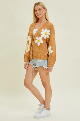 Floral Cardigan W Buttons Sweater