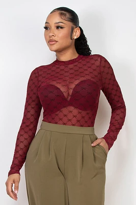 Flocked Mesh Bodysuit Knit