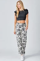 Floral Print High Waist Pants