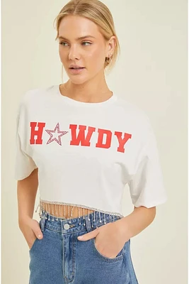 HOWDY GRAPHIC TOP W RHINESTONE DETAIL