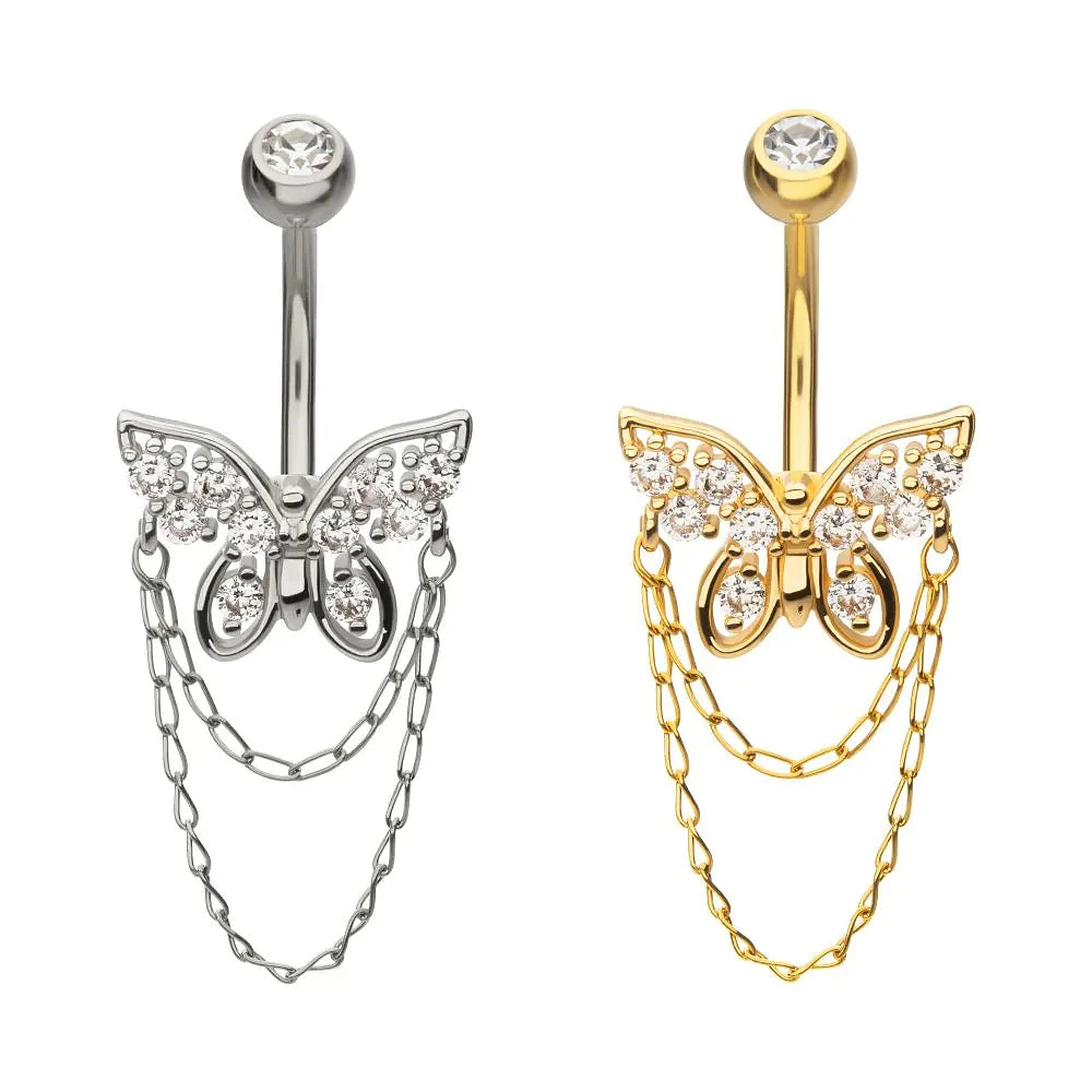 Butterfly Doouble Chain Dangle Navel