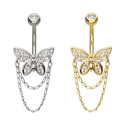 Butterfly Doouble Chain Dangle Navel