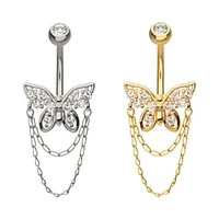 Butterfly Doouble Chain Dangle Navel