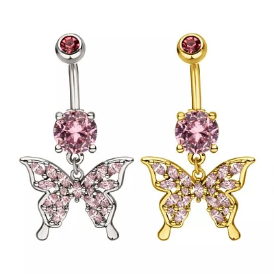 Butterfly Multi Marquise Gems Dangle Navel