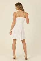 White Twist Front Keyhole Eyelet Dress