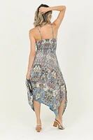 Blue Floral Twist Front Dress