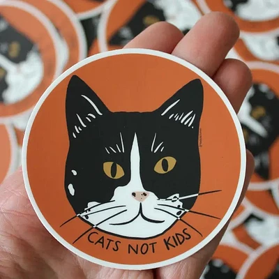 Cats Not Kids Circle Sticker