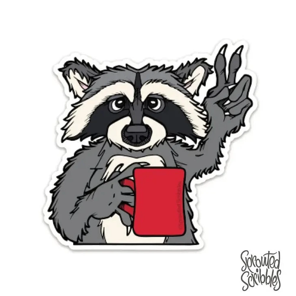 Coffee Raccoon Sticker