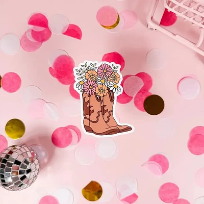 Floral Cowboy Boots Vinyl Sticker