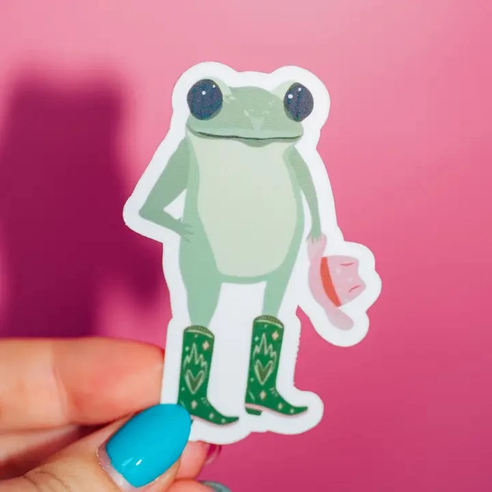 Cute Frog Cowboy Sticker