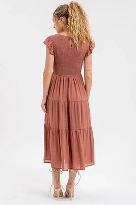 Smocked Tiered Midi Dress