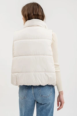 Solid Zip Up Puffer Vest