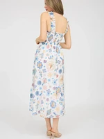 Fruit Print Smocked Sleeveless Midi Dress