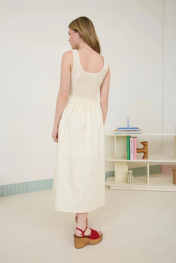 Bow Details Sleeveless A Line Midi Dress