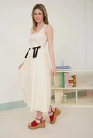 Bow Details Sleeveless A Line Midi Dress