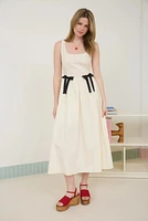Bow Details Sleeveless A Line Midi Dress