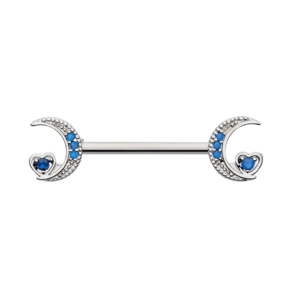 Crescent Moons With Hearts Nipple Barbell