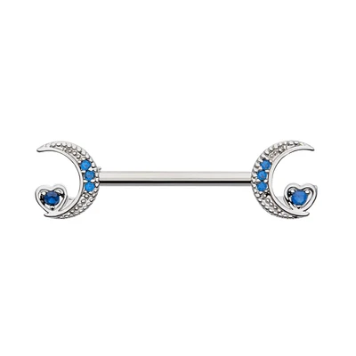 Crescent Moons With Hearts Nipple Barbell