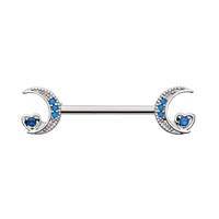 Crescent Moons With Hearts Nipple Barbell